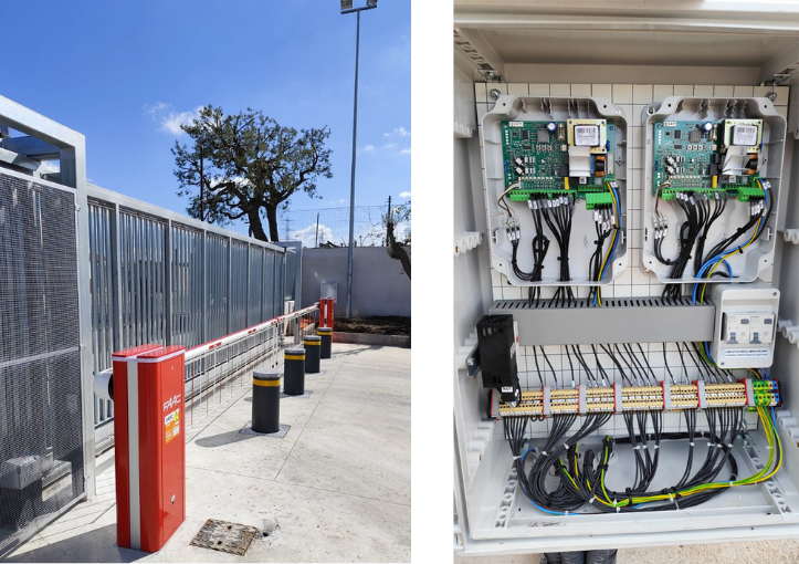 Impianto completo con dissuasori, barriere, cancello scorrevole